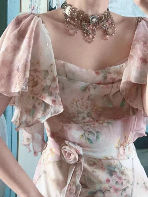 Whispering Petals Chiffon Dress