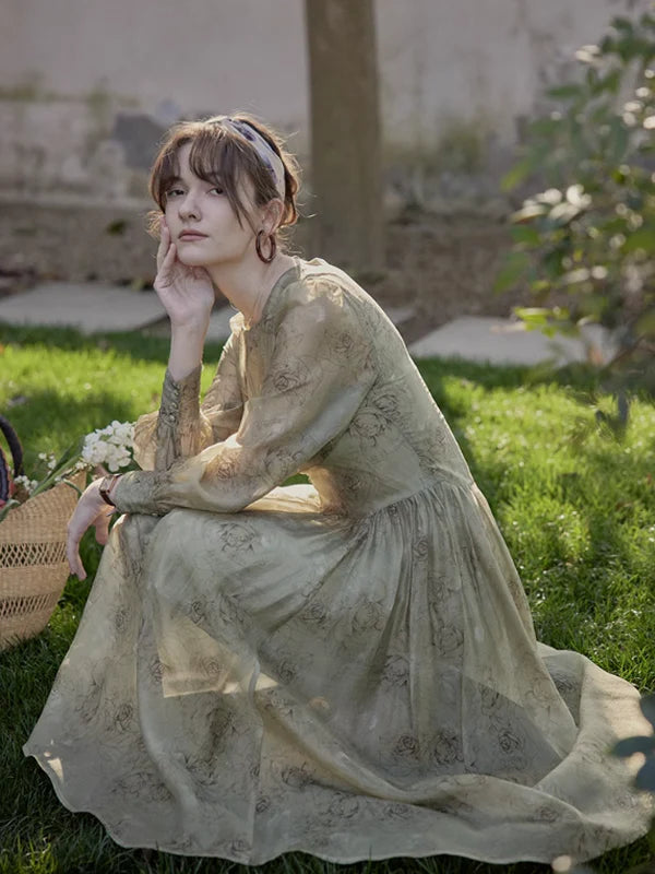 Vintage Moss Elegance Dress