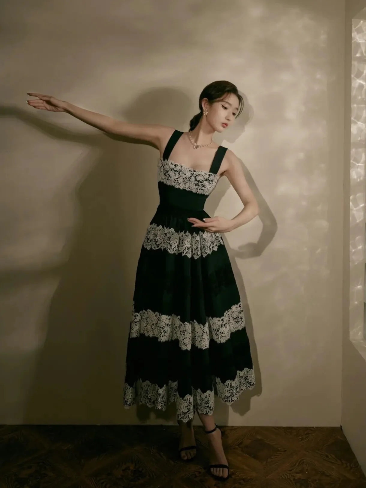 Princess Black & White Lace Dress