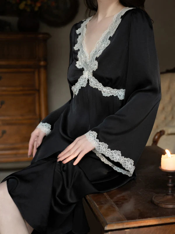 Midnight Poem Noir Lace Nightgown