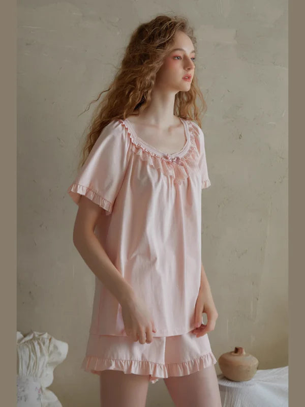 Soft Ruffle Cotton Pajama Set