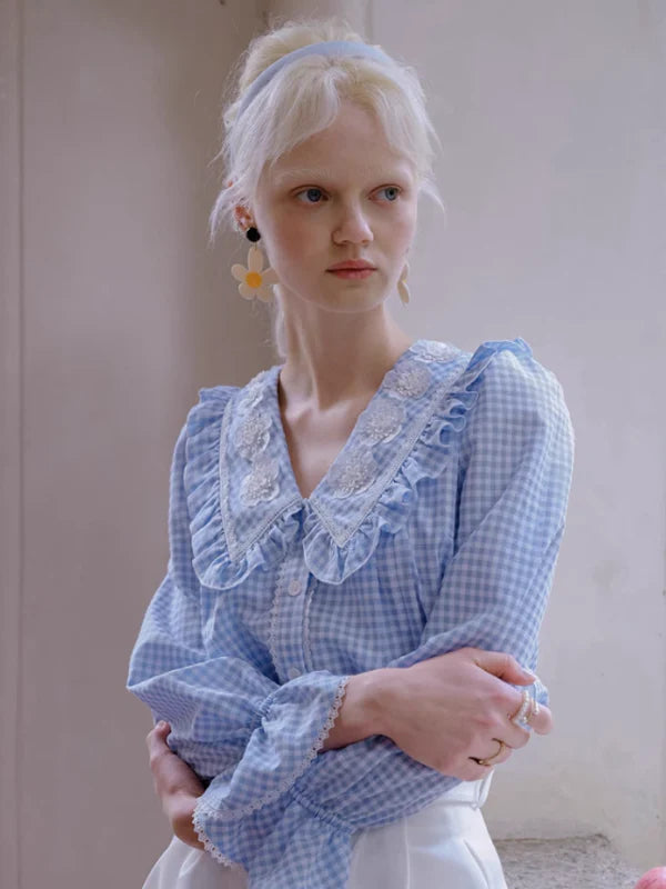 Blue Sky Checkered Dream Blouse