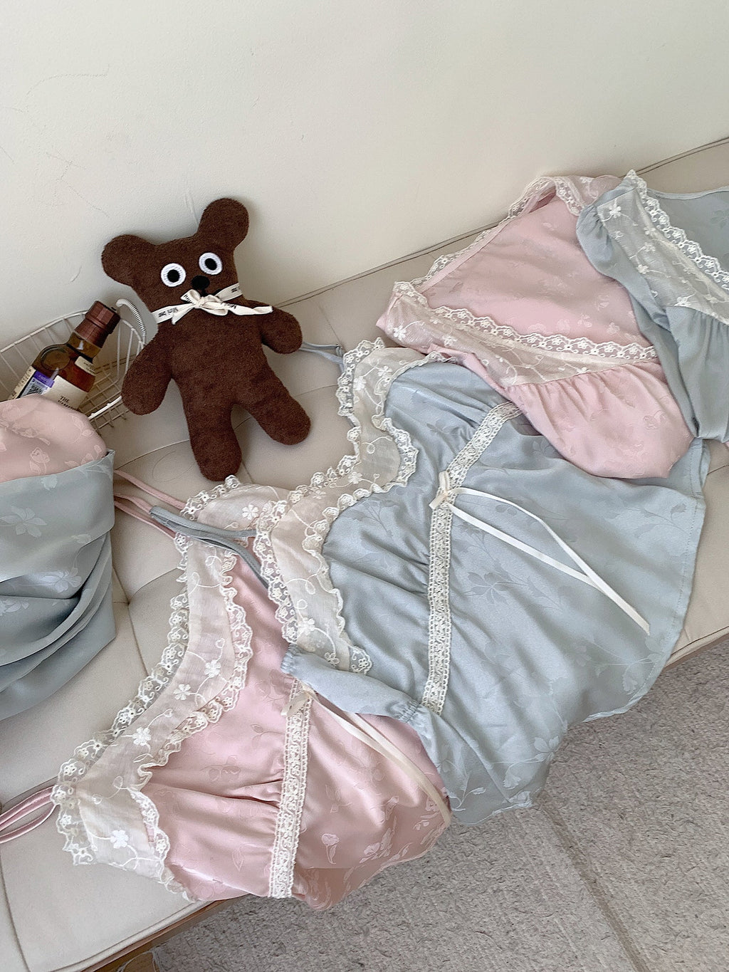 Floral Whisper 3-Piece Blue Loungewear Set