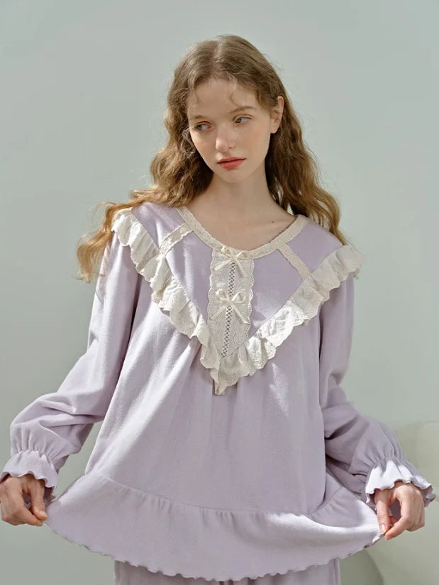 Romantic Velvet  Lace Pajama Set