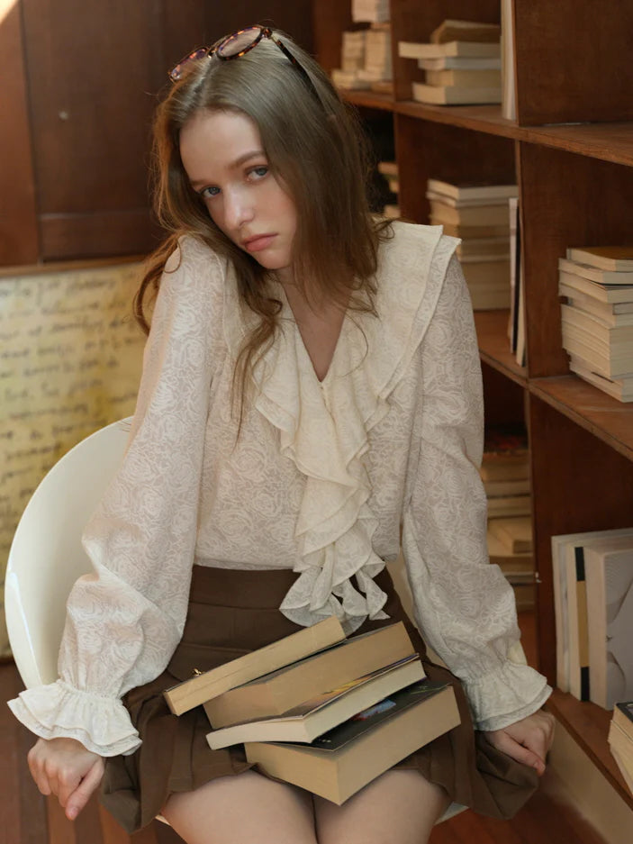 Romantic Floral  Ruffle Blouse