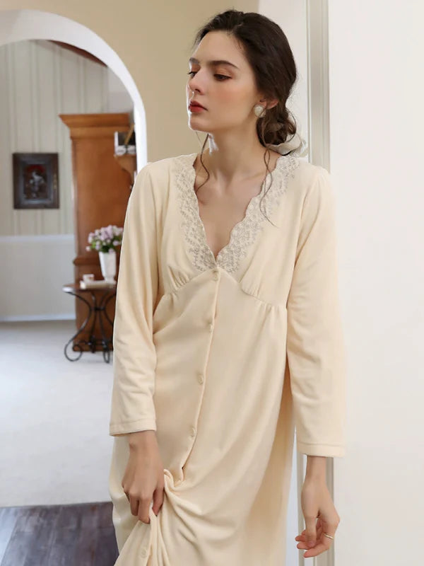 Floral Cream Elegance Nightgown