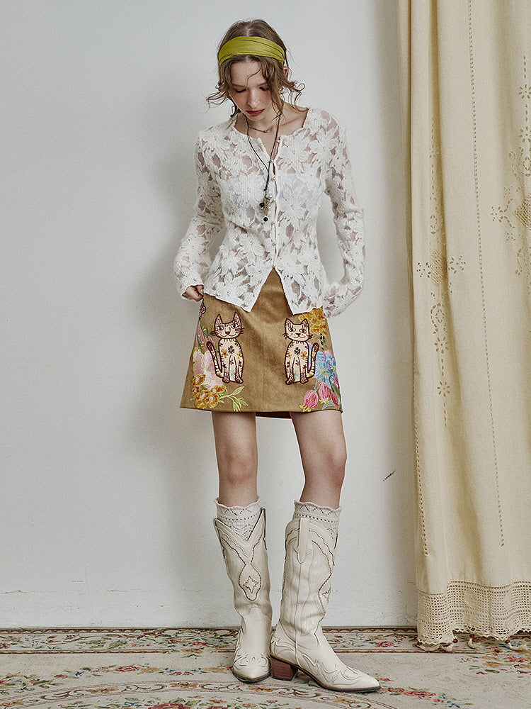 Ivory Whisper Lace Knit Cardigan