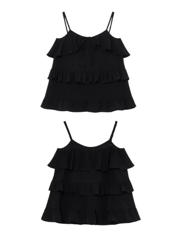 Black Ruffle Camisole & Paisley Maxi Skirt