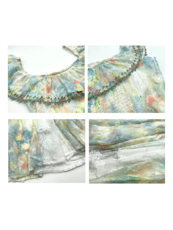 Pastel Garden Off-Shoulder Lace Dress