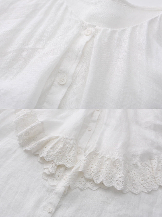Romantic Broderie Ruffle Collar Blouse
