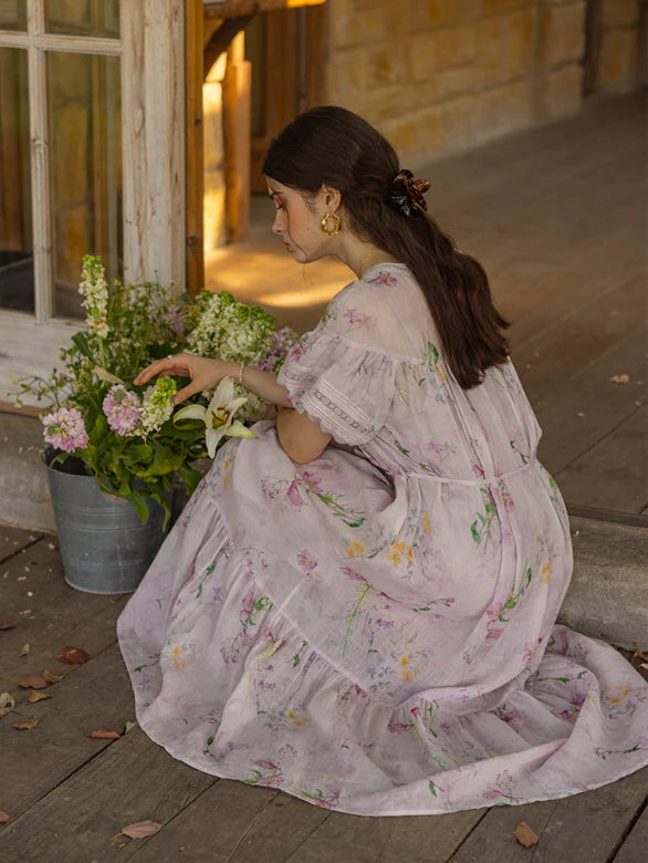 Lavender Meadow Floral Tiered Dress