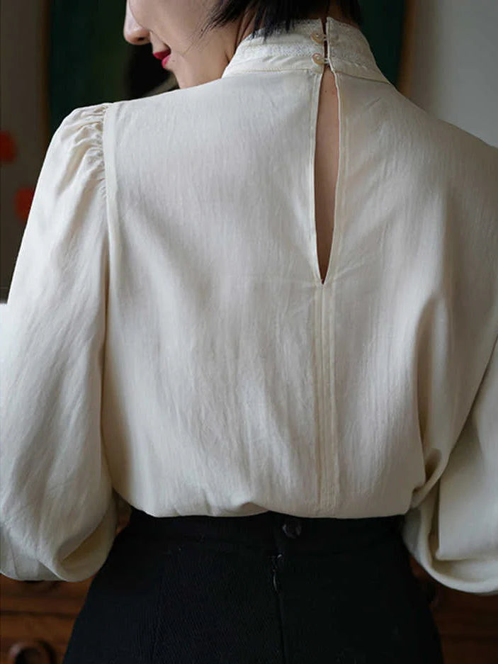 Victorian Elegance Lace Ivory Blouse