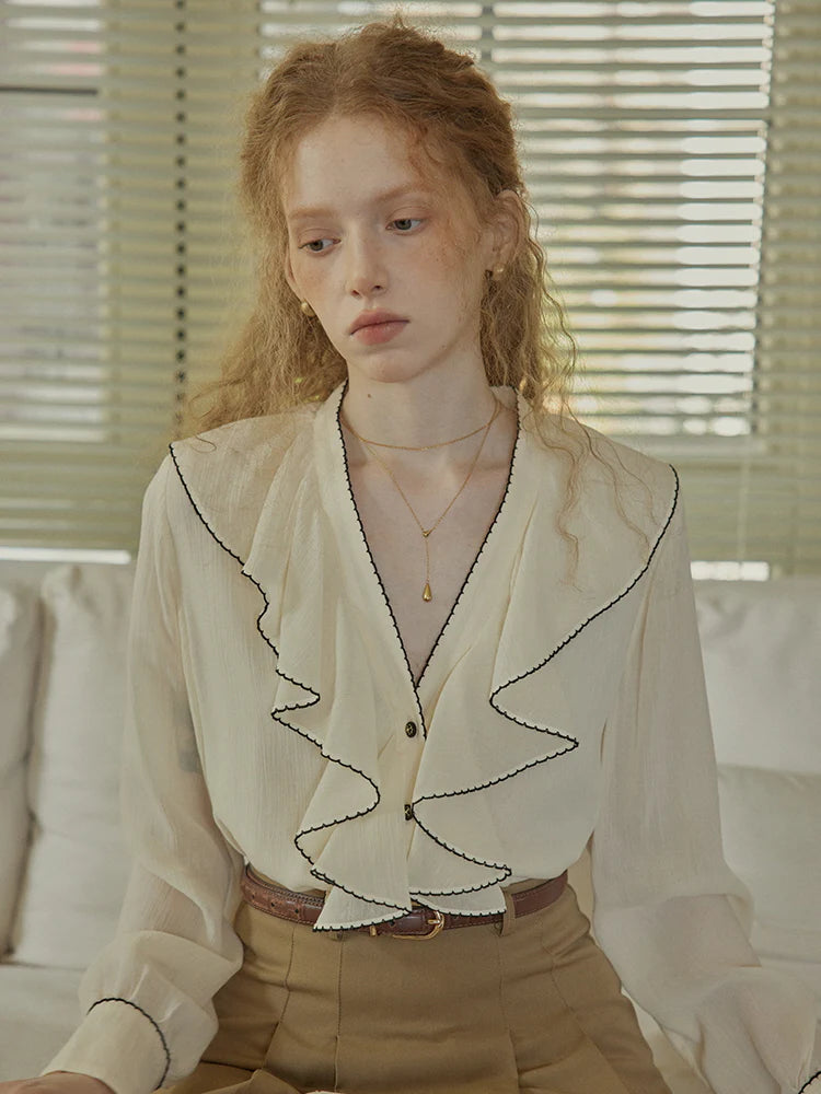 Timeless Ruffle Edge Vintage Blouse