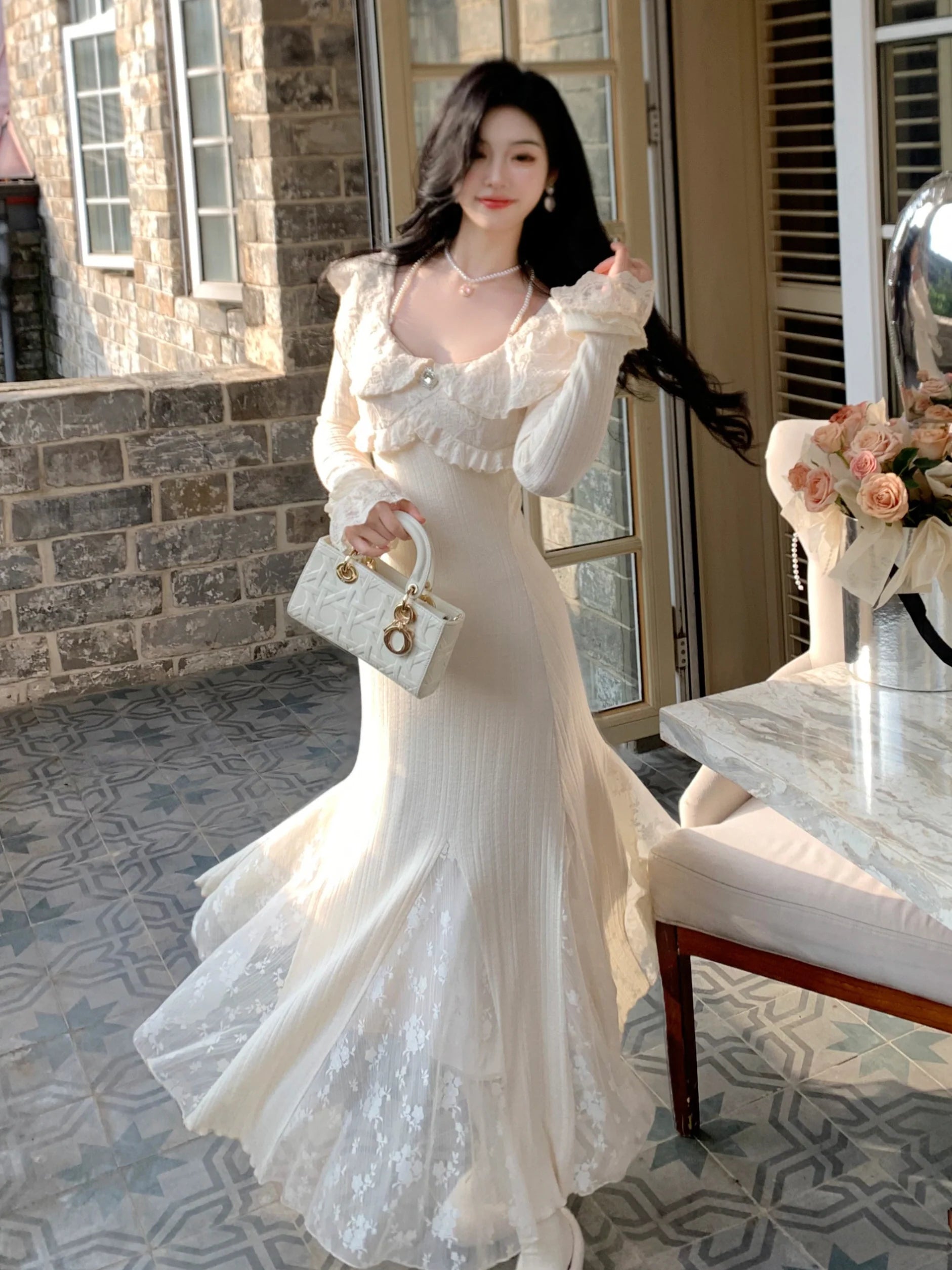 Princess Ruffle Lace Elegance Gown