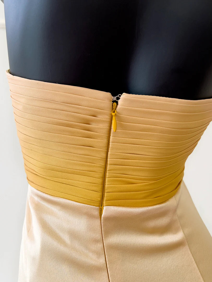 Golden Twilight Beaded Halter Dress