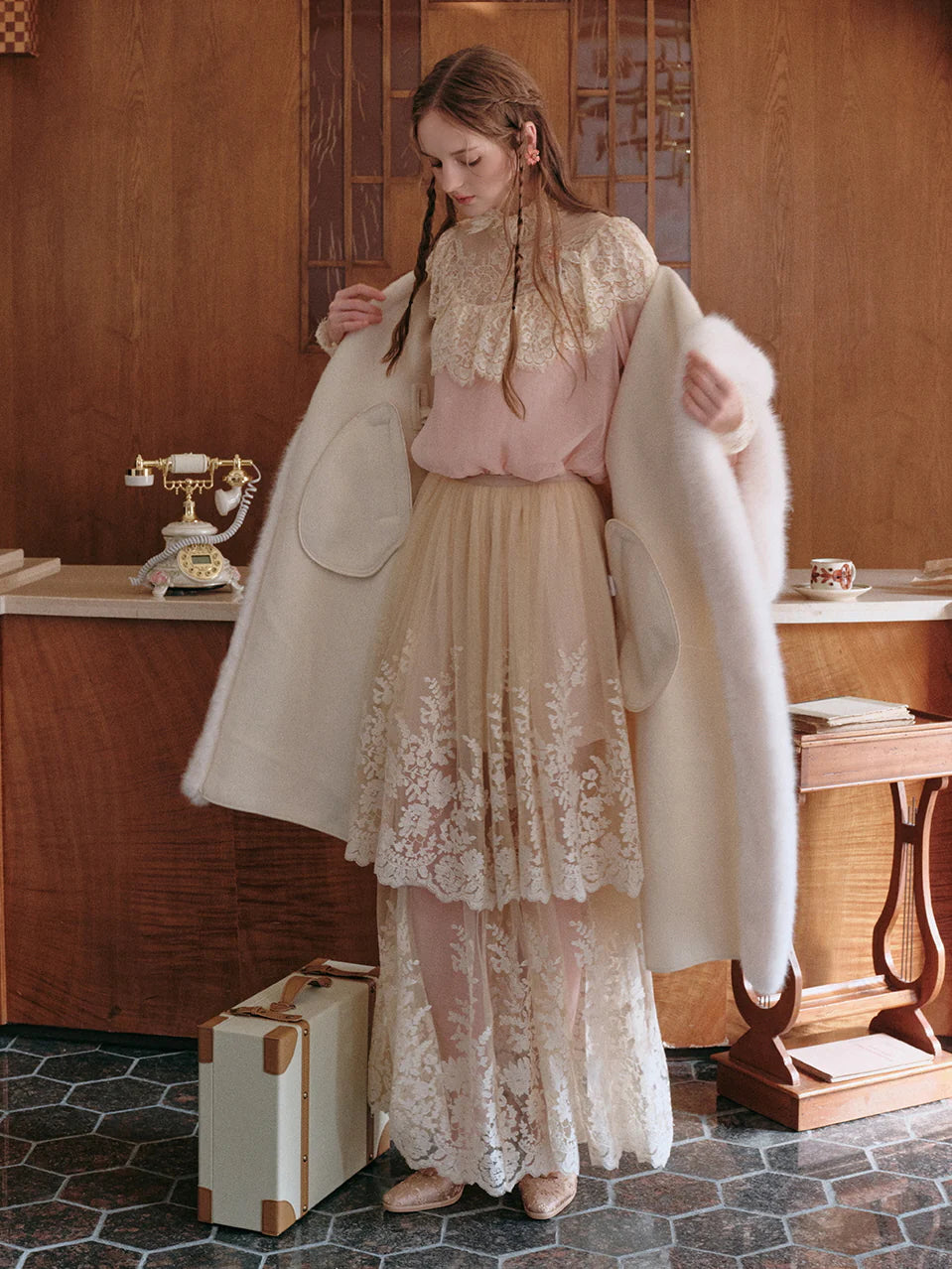 Ethereal Vintage Lace Tiered Skirt