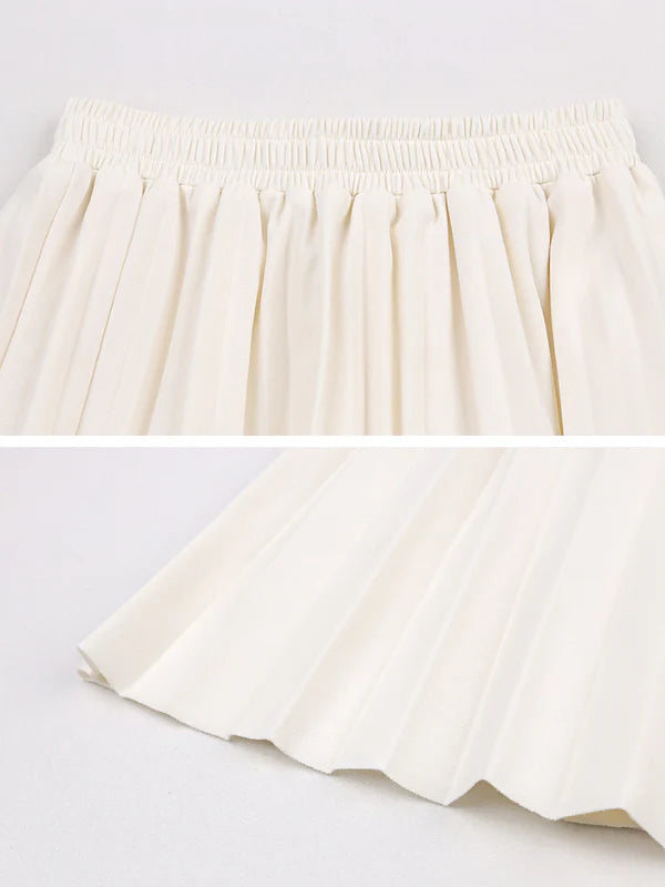 Classic Pleated Autumn White Skirt
