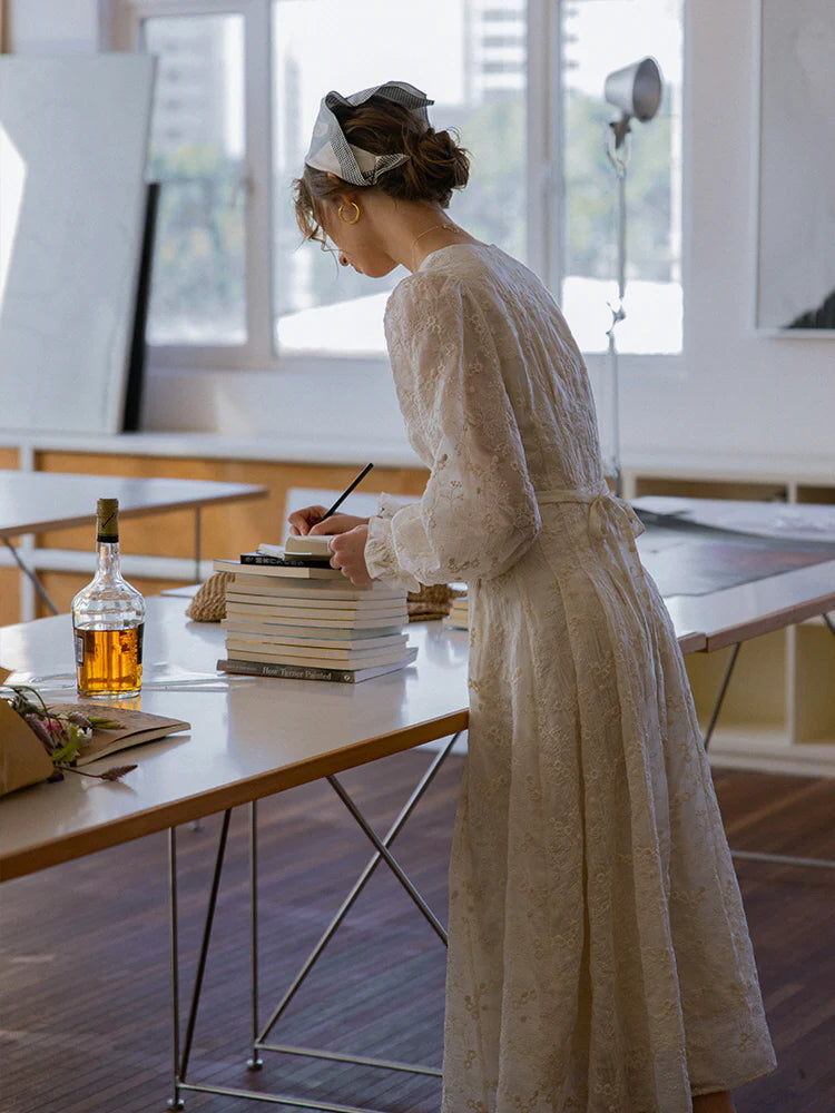 Vintage Embroidered Long Sleeve Dress