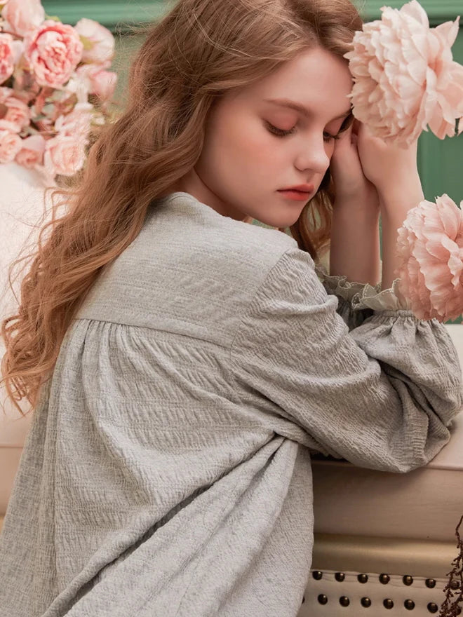 Cute Bow Collar Pajama Set