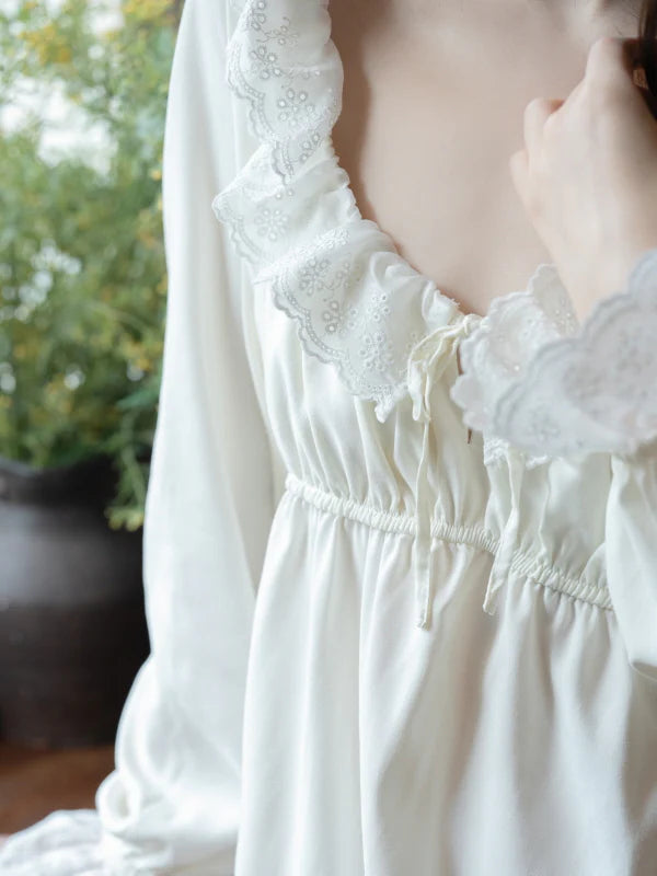 Lace Ruffle Morning Nightgown