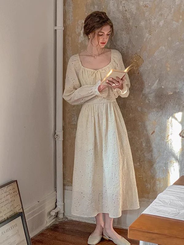 Romantic Embroidered Ivory Dress