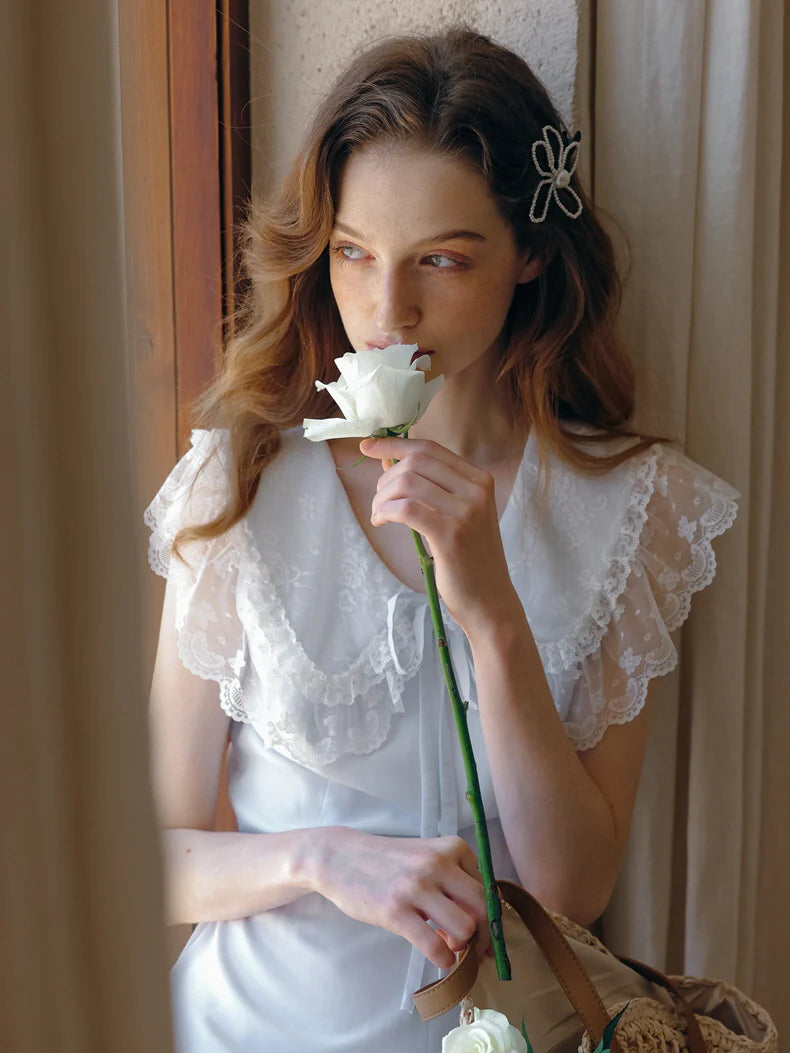 Sky Blue Lace Collar Dress