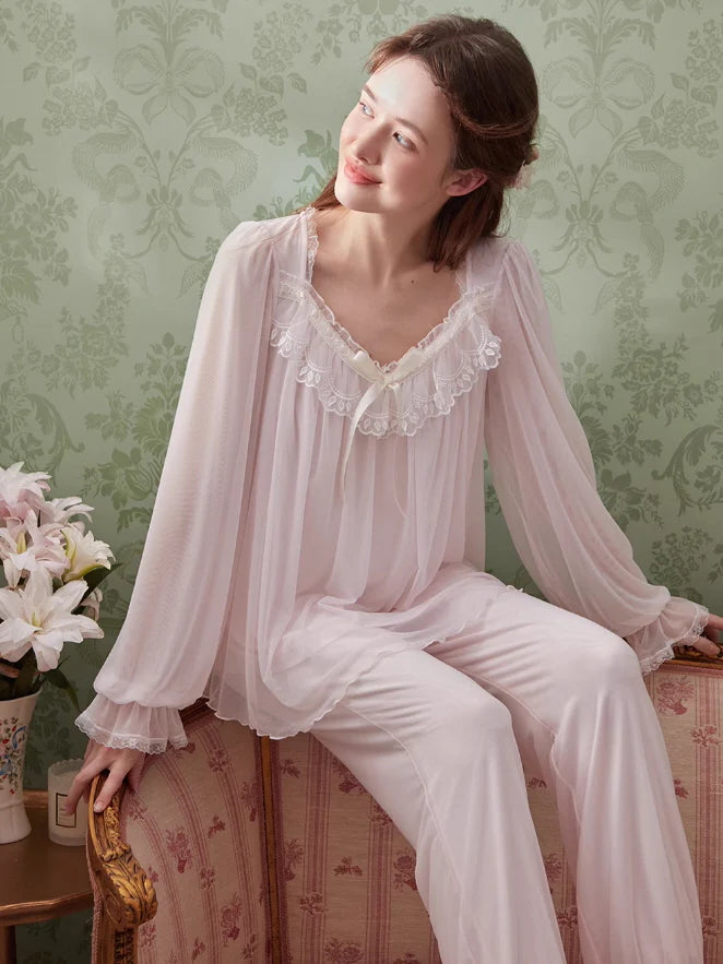 Ethereal Lace Lounge Pajama Set