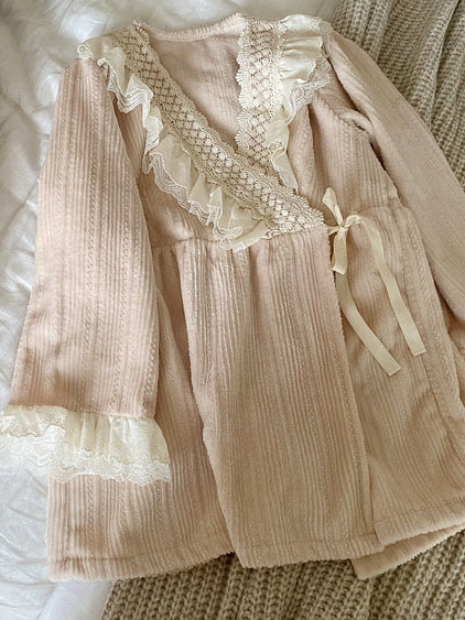 Velvet Dreams Lace Trim Pajama Set