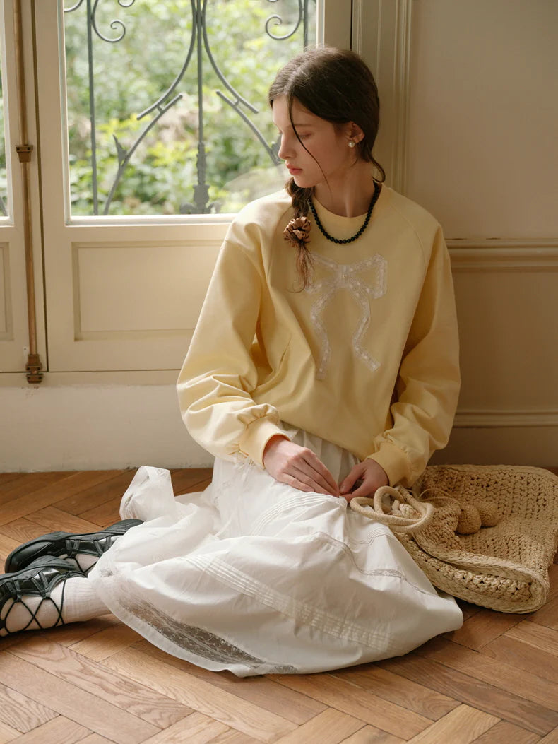 Victorian Bow-Tie Cotton Blouse