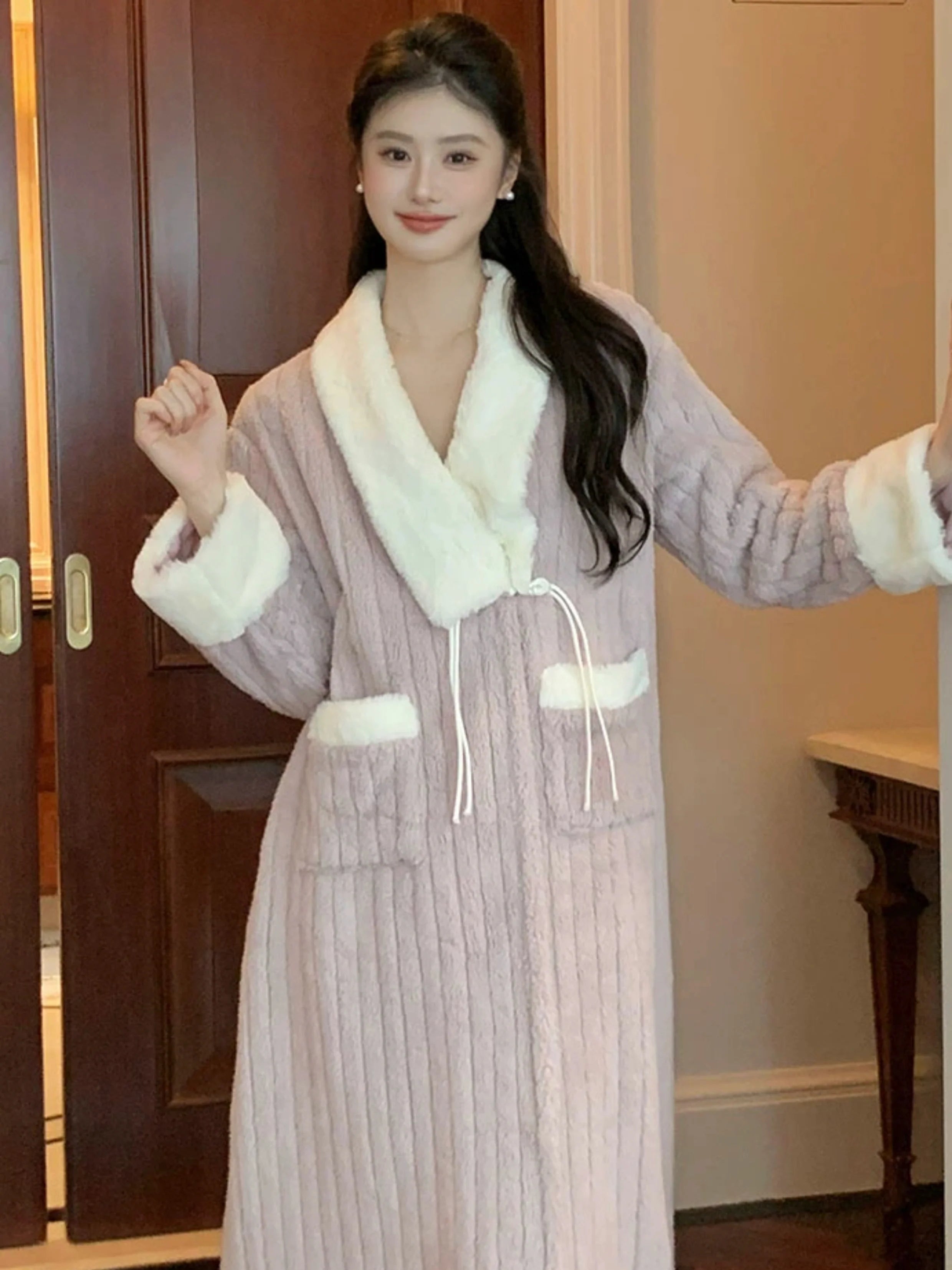 Plush Velvet Winter Shawl Robe