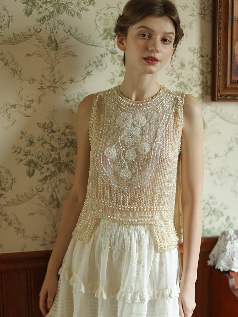 Olivia's Retro Flower Elegance Top