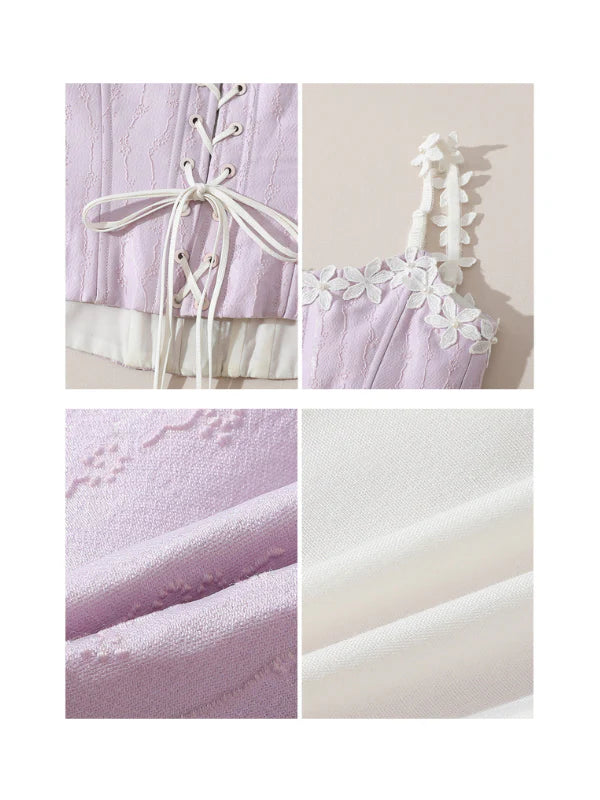 Floral Embroidered Corset & Sheer Skirt