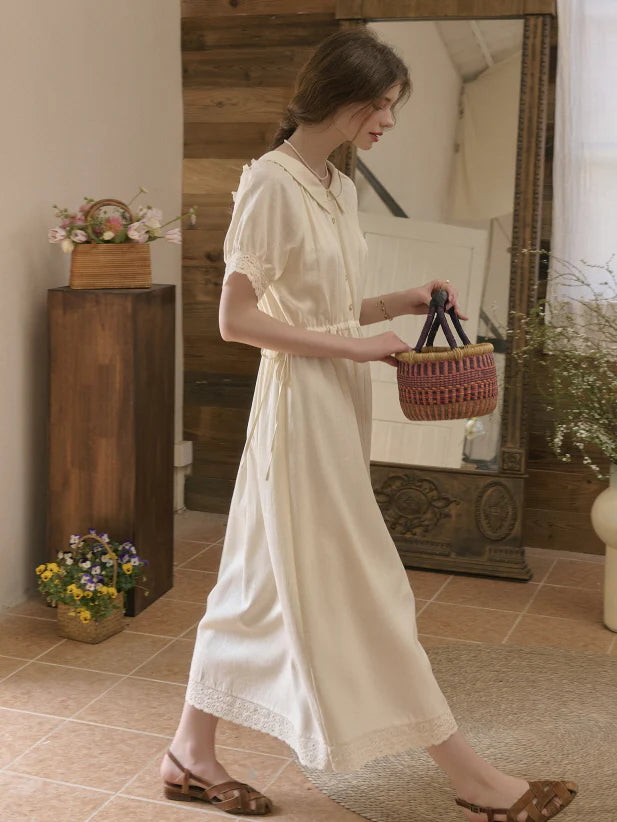 Heavenly Garden Retro Embroidery Linen Dress