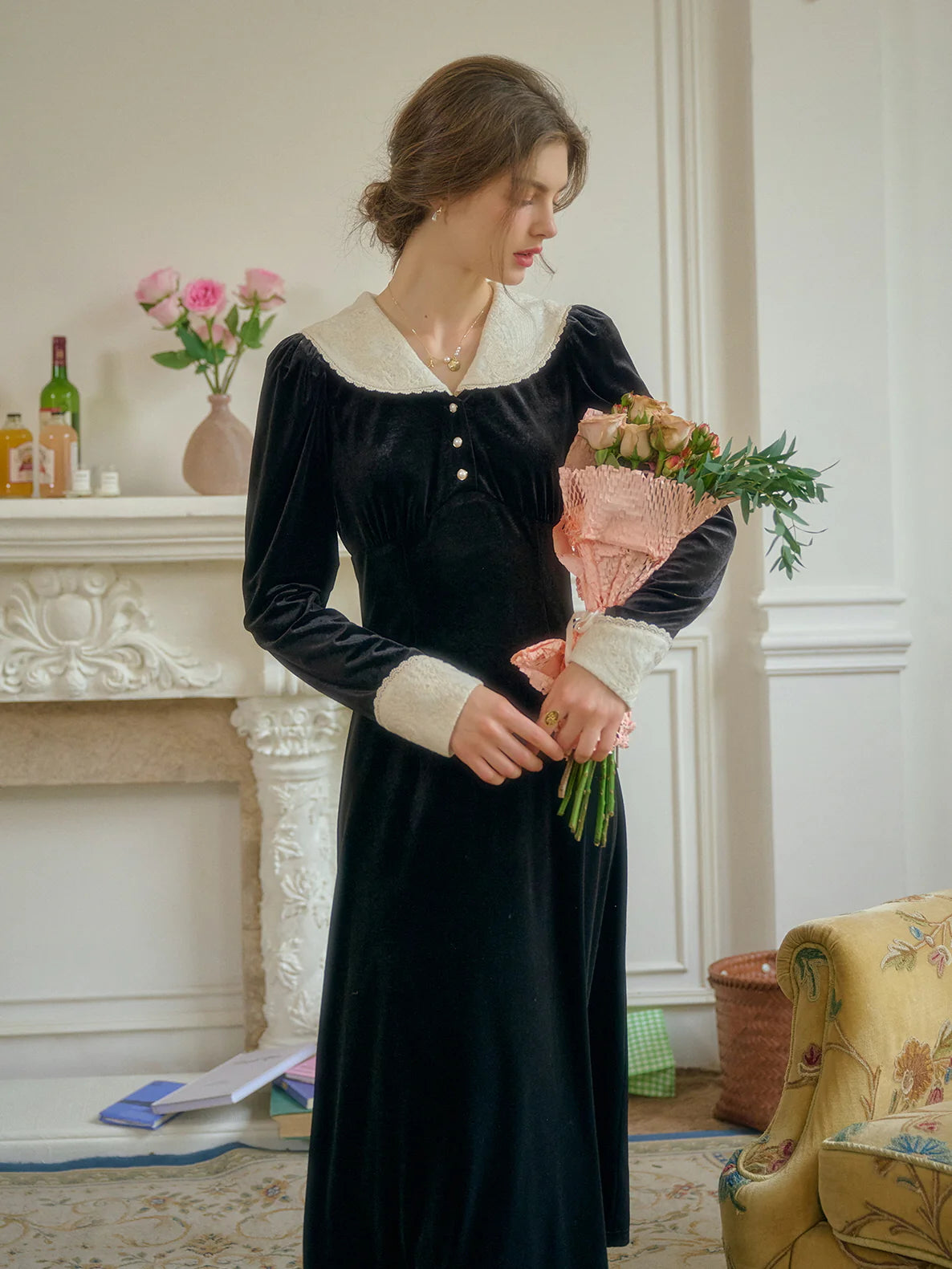 Velvet Victorian Black Elegance Dress