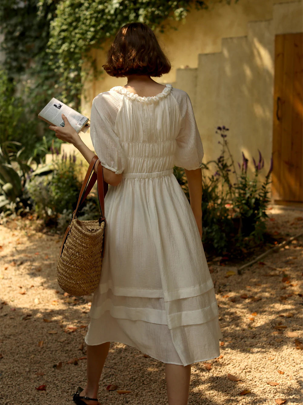 Ethereal Cottage Bow White Dress