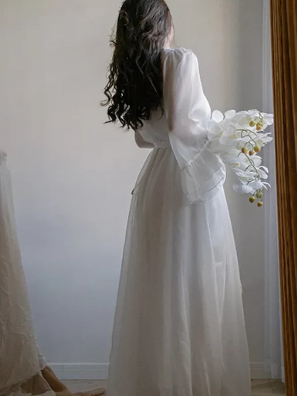 White Floral Sunrise Elegance Nightgown