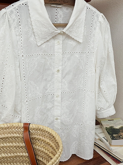 Vintage Embroidered Cotton Blouse