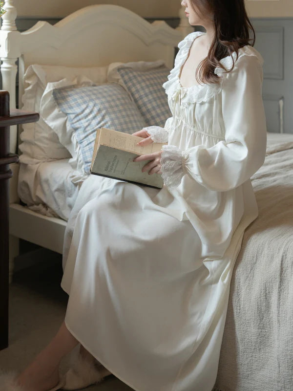Lace Ruffle Morning Nightgown