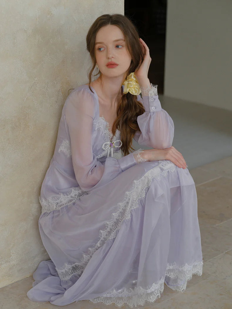 Lavender Whispers Lace Tiered Dress