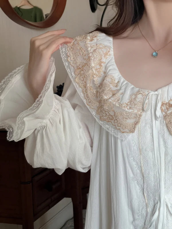 Golden Orchard Two-Piece Lace Loungewear Set