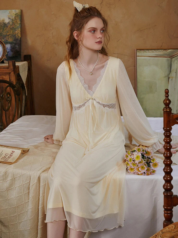 Dreamy Lace-Trimmed Nightgown