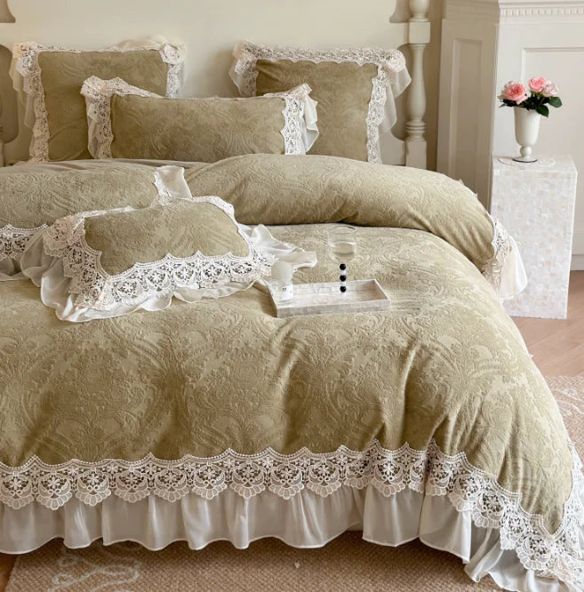 Green Velvet Princess Douvet Cover Set