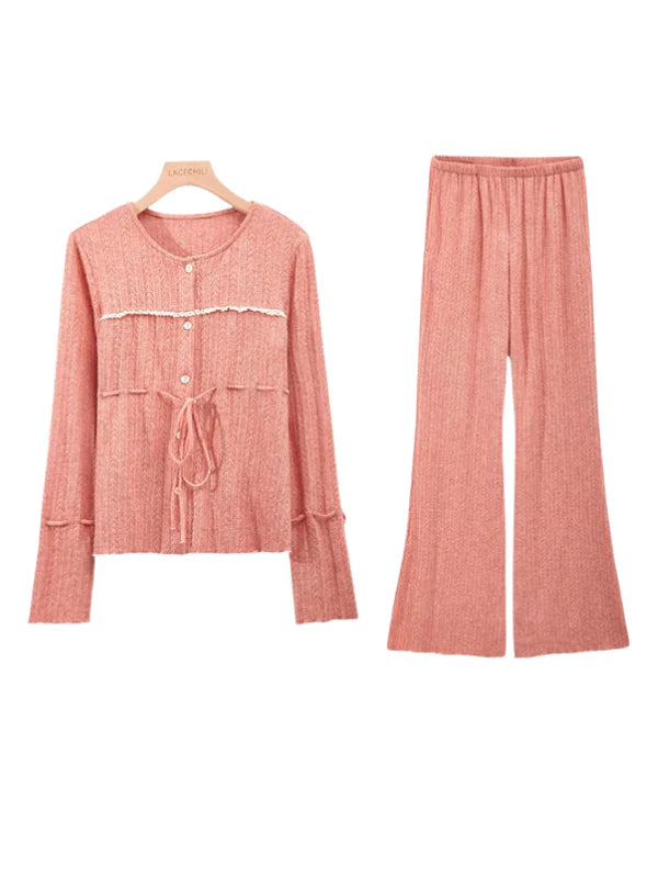 Rosewood Textured Knit Pajama Set