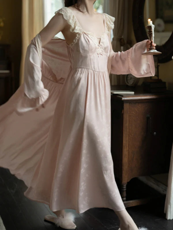 Blush Rose Garden Lace Nightgown Set