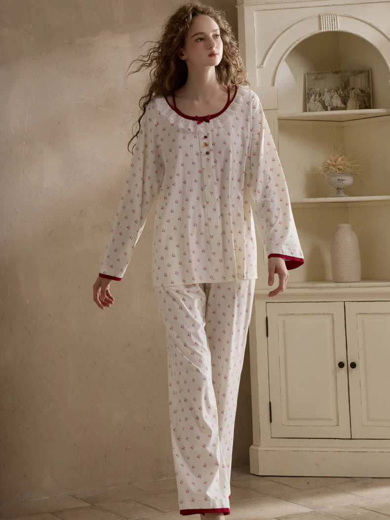 Cherry Blossom Ruffle Pajama Set