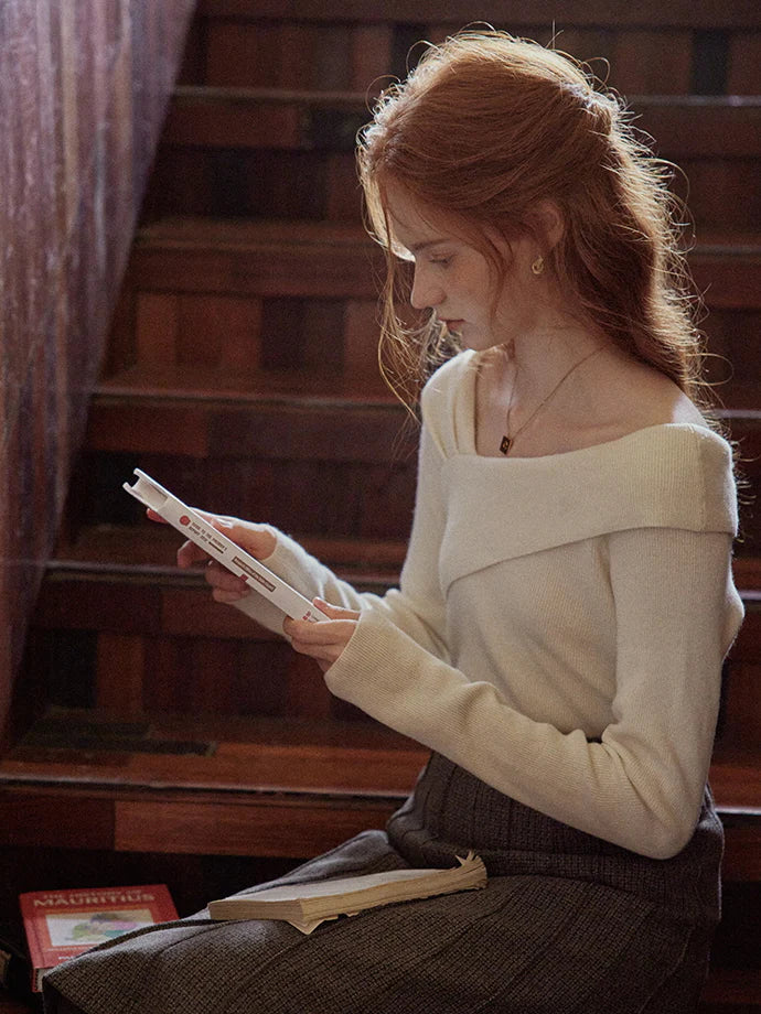 Elegant Off-Shoulder Wool Sweater