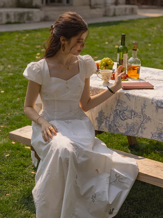 Whimsical Garden Cotton Embroidered Dress