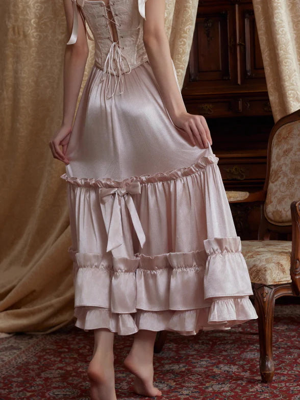 Blush Satin Ruffle Skirt