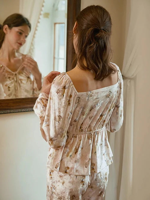 Dreamy Floral Velvet Loungewear Set
