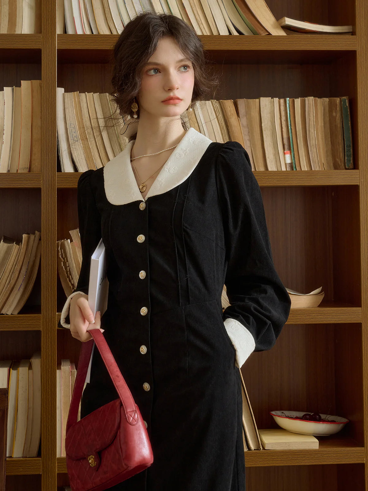 Vintage Corduroy Elegance Dress